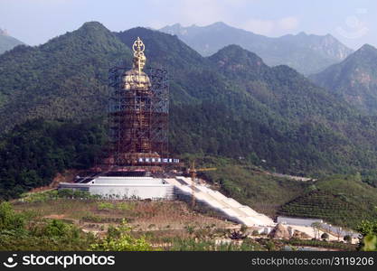 New statue of buddha Di Zang near Jiuhua village, China