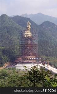New statue of buddha Di Zang nesr Jiuhua Shan village, China