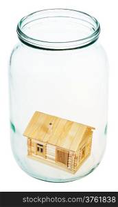 new village house in open glass jar