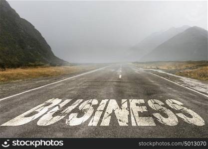 New way for your business. Conceptual image with word business on asphalt road