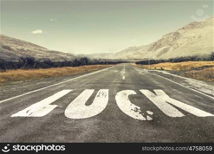New way for your business. Conceptual image with word luck on asphalt road