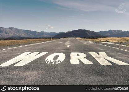 New way for your business. Conceptual image with word work on asphalt road