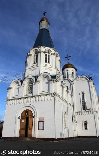 New white russian orthodox church in Murmansk, Russia