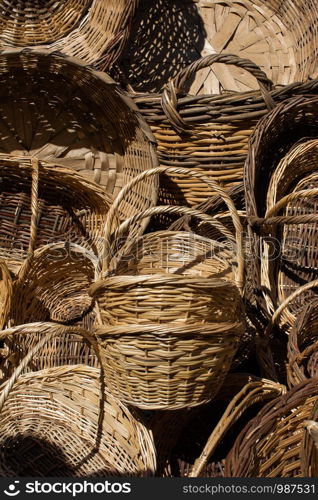 New wicker wicker baskets at the bazaar