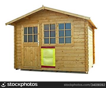 New wooden house for sell. White isolated