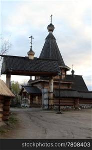 New wooden monastery buildings in Murmansk, Russia