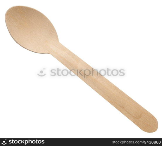 New wooden spoon, top view. Recycling materials.