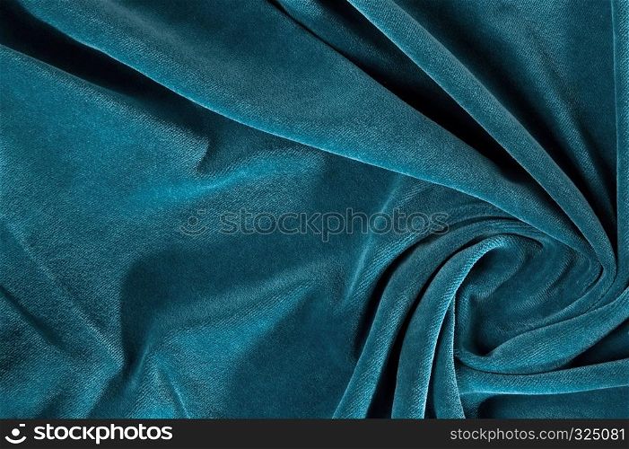 new wrinkled textile fabric dark turquoise color