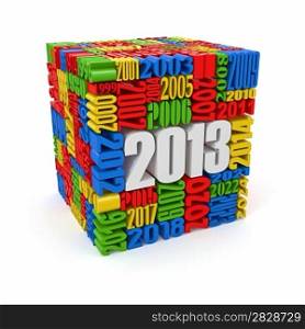 New year 2013.cube built from numbers. 3d