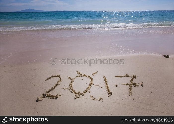 New year 2017 on beach. New year 2017 celebration on sea beach concept