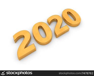 New Year 2020 numbers on a white background. 3d render illustration.. New Year 2020 numbers on a white background.