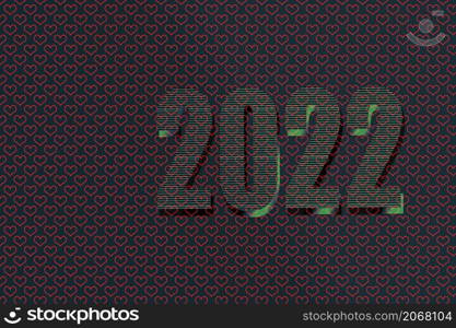 New Year 2022 message with heart shapes