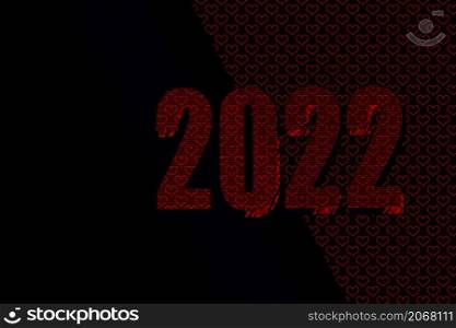 New Year 2022 message with heart shapes