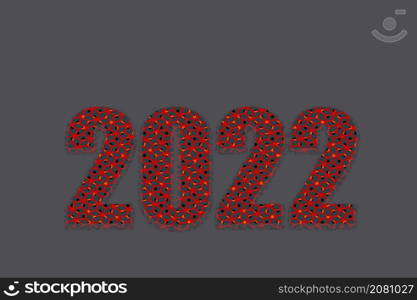 New Year 2022 template. Colorful 2022 Text. 2022 Happy New Year. 2022 design for greetings, invitations, banner or background.