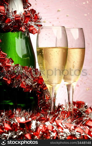 New Year&acute;s card with champagne decoration