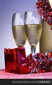New Year&acute;s card with champagne decoration