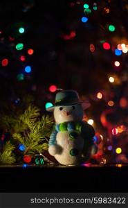New year bokeh background. New year bokeh background with snowman