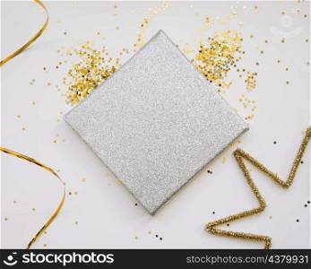 new year composition with silver present