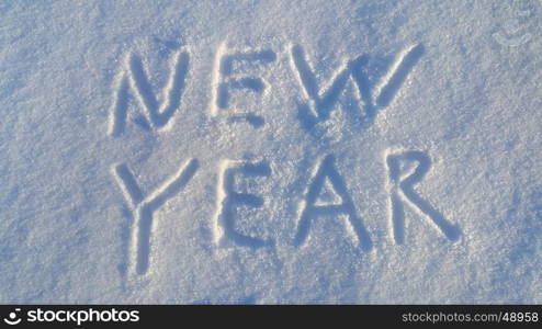 New Year drawing on the snow background