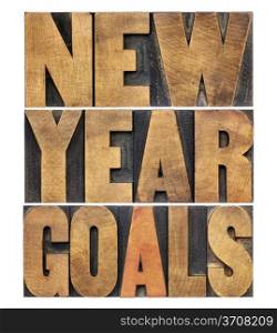 New Year goals - resolution concept - isolated text in letterpress wood type