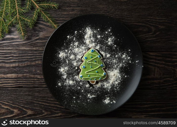 New year homemade gingerbread. New year homemade gingerbread on the plate