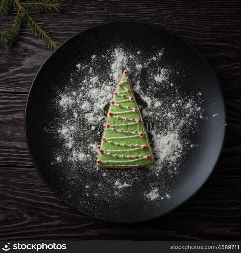 New year homemade gingerbread. New year homemade gingerbread on the plate