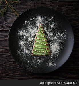 New year homemade gingerbread. New year homemade gingerbread on the plate