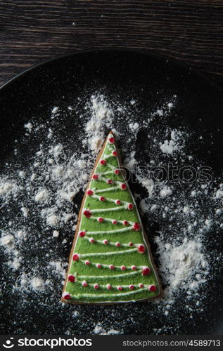 New year homemade gingerbread. New year homemade gingerbread on the plate