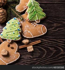 New year homemade gingerbread. New year homemade gingerbreads with tea