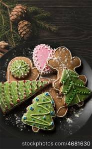 New year homemade gingerbread. New year homemade gingerbreads with tea