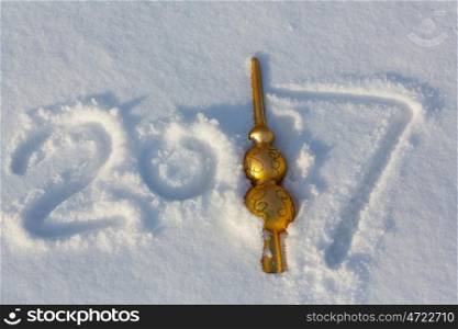 new years date 2017 written in snow background