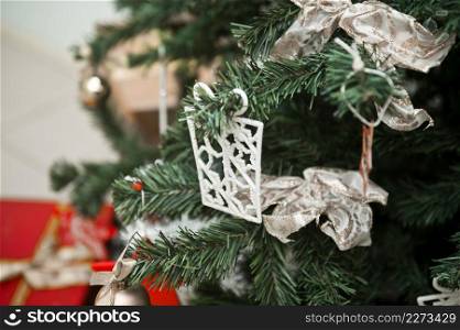 New Years decor for postcards and not only.. Elements of a Christmas tree with decorations in close-up 3755.