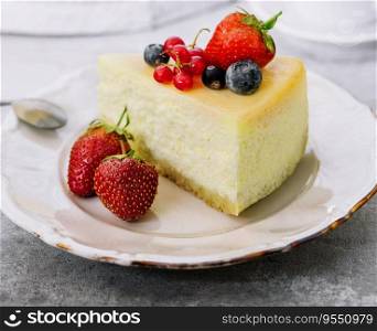 New York cheesecake with fresh berries