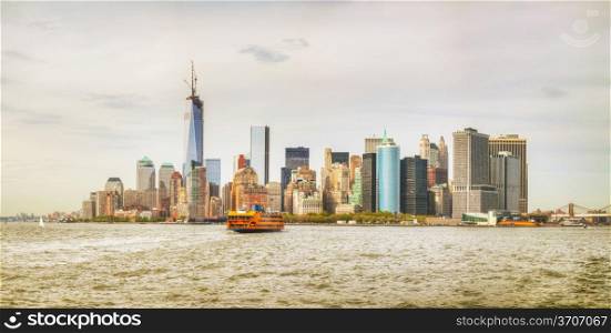 New York City cityscape panorama on an overcast day