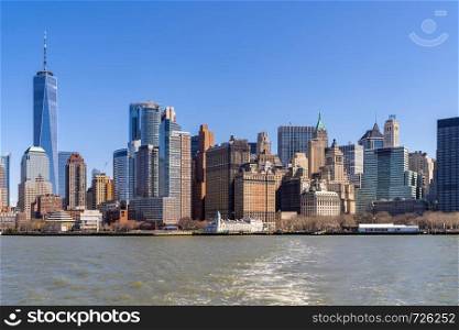 New York city Lower Manhattan skyline cityscape in New York USA