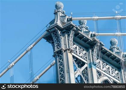 new york city manhattan bridge and skyline