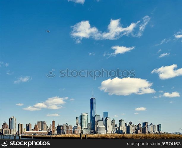 New York City Manhattan skyline. New York City Manhattan skyline over Hudson River viewed from New Jersey