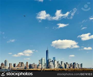 New York City Manhattan skyline. New York City Manhattan skyline over Hudson River viewed from New Jersey