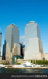 New York city panorama with tall skyscrapers