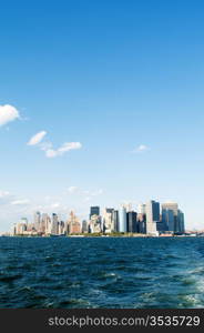 New York city panorama with tall skyscrapers