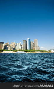 New York city panorama with tall skyscrapers