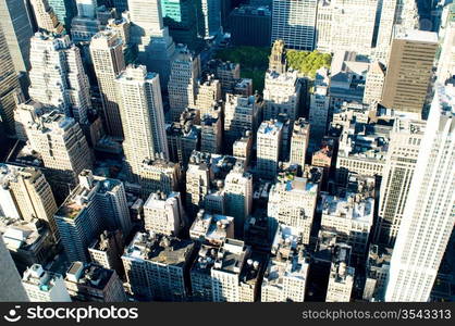 New York city panorama with tall skyscrapers