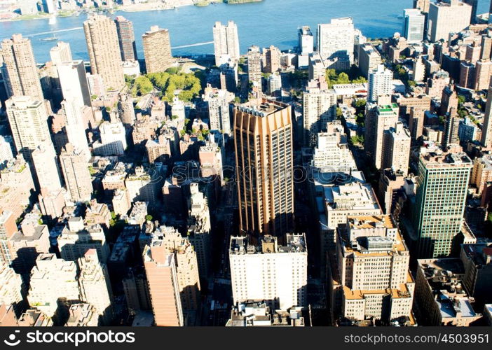 New York city panorama with tall skyscrapers