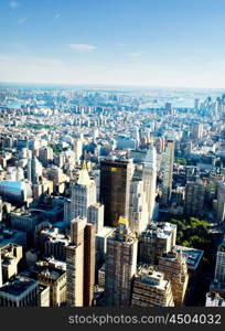 New York city panorama with tall skyscrapers