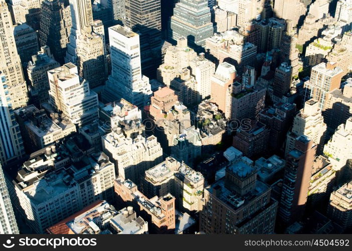 New York city panorama with tall skyscrapers