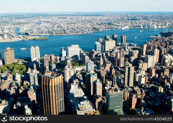 New York city panorama with tall skyscrapers