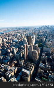 New York city panorama with tall skyscrapers