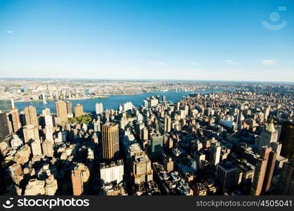 New York city panorama with tall skyscrapers