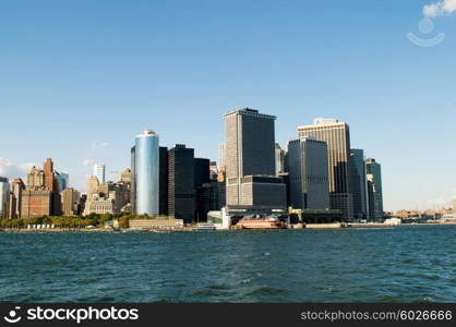 New York city panorama with tall skyscrapers