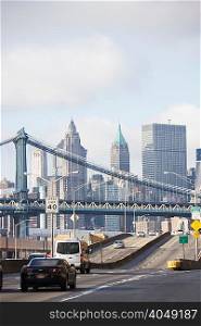 New York City skyline and bridge